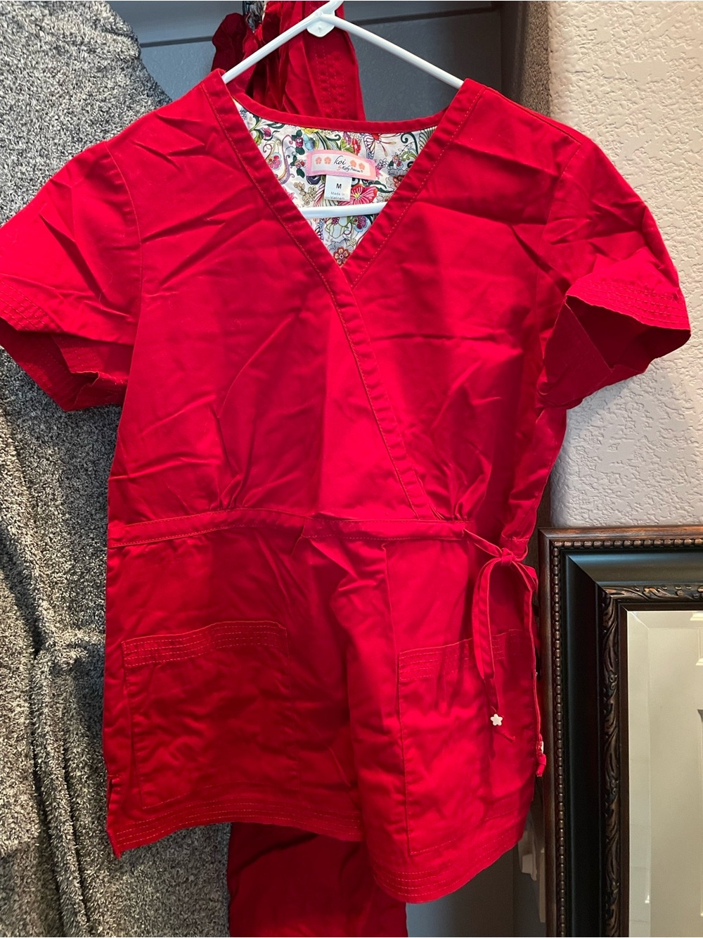 Koi by Kathy Peterson red scrub set